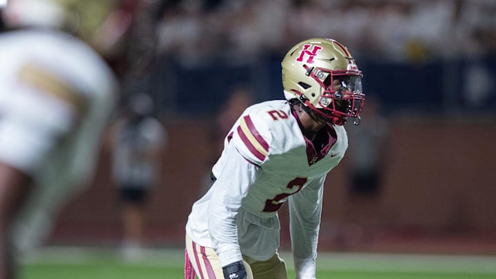 Hartfield's Bralan Womack (2) and the Hawks take on MRA in Madison, Miss., Friday, Oct. 11, 2024.