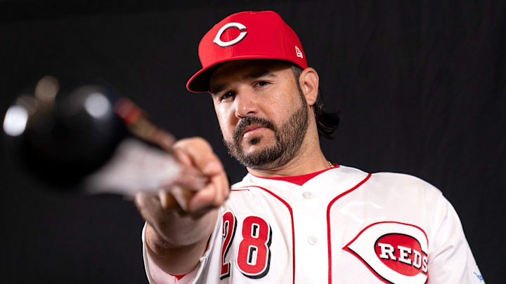 Cincinnati Reds infielder Eugenio Suarez (28) poses