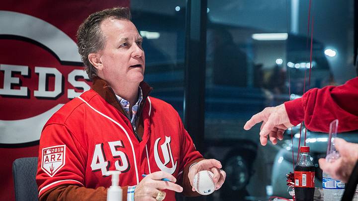 The Reds Caravan returned to Muncie at Stoops Automotive on Clara Lane Thursday evening. Broadcasters Jeff Brantley and Jim Day, pitcher Tanner Roark, third- baseman Eugenio Su rez,, minor league catcher Tyler Stephenson, President of Baseball Operations Dick Williams, and mascot Rosie Red signed autographs and answered questions during the event.
Redscaravan10698
The Reds Caravan returned to Muncie at Stoops Automotive on Clara Lane Thursday evening. Broadcasters Jeff Brantley and Jim Day, The Reds Caravan returned to Muncie at Stoops Automotive on Clara Lane Thursday evening. Broadcasters Jeff Brantley and Jim Day, pitcher Tanner Roark, third- baseman Eugenio Su rez,, minor league catcher Tyler Stephenson, President of Baseball Operations Dick Williams, and mascot Rosie Red signed autographs and answered questions during the event.
Redscaravan10698
The Reds Caravan returned to Muncie at Stoops Automotive on Clara Lane Thursday evening. Broadcasters Jeff Brantley and Jim Day,