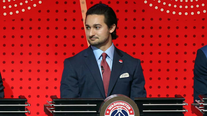 May 17, 2016; New York, NY, USA; Washington Wizards vice president and general manager of monumental sports network Zach Leonsis represents his team during the NBA draft lottery at New York Hilton Midtown. The Philadelphia 76ers received the first overall pick in the 2016 draft. Mandatory Credit: Brad Penner-Imagn Images
