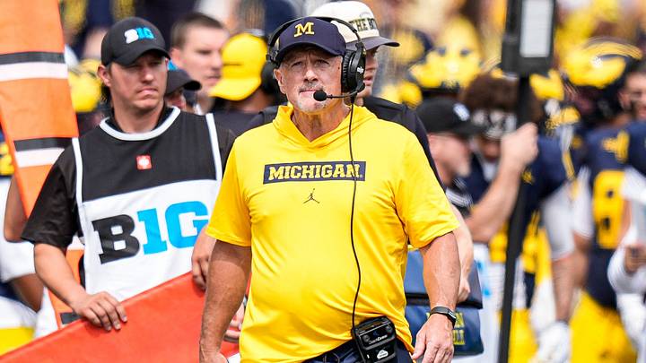 Michigan head coach Kyle Whittingham watches a play against Oklahoma during the first half at Michigan Stadium in Ann Arbor on Saturday, Sept. 12, 2026.