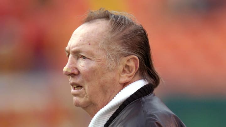 Dec 25, 2004; Kansas City, USA; Oakland Raiders owner Al Davis before game against the Kansas City Chiefs at Arrowhead Stadium. Mandatory Credit: Kirby Lee/Image of Sport-USA TODAY Sports