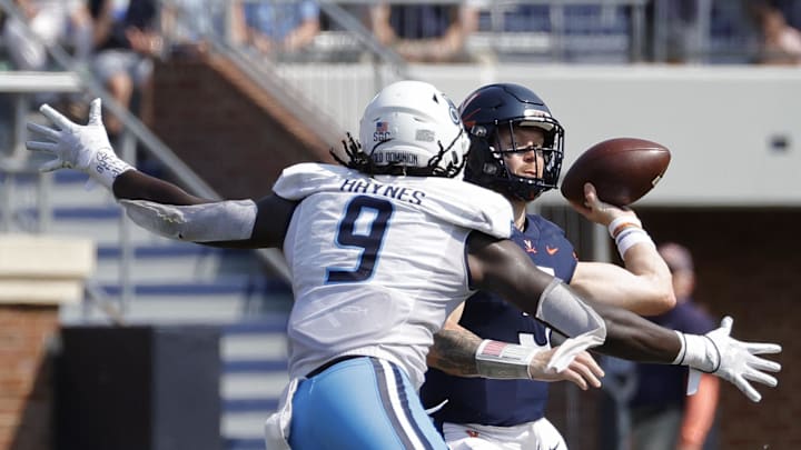 Sep 17, 2022; Charlottesville, Virginia, USA; Virginia Cavaliers quarterback Brennan Armstrong (5)