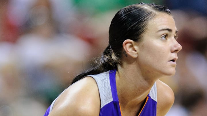 Aug 16, 2012; Seattle, WA, USA; Phoenix Mercury guard Samantha Prahalis (99) during the 1st half against the Seattle Storm at KeyArena. Seattle defeated Phoenix 72-58. Mandatory Credit: Steven Bisig-Imagn Images