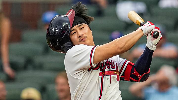 May 24, 2026; Cumberland, Georgia, USA; Atlanta Braves shortstop Ha-Seong Kim (7) loses his helmet as he strikes out against the Washington Nationals during the seventh inning at Truist Park. Mandatory Credit: Dale Zanine-Imagn Images May 24, 2026; Cumberland, Georgia, USA; Atlanta Braves shortstop Ha-Seong Kim (7) loses his helmet as he strikes out against the Washington Nationals during the seventh inning at Truist Park. Mandatory Credit: Dale Zanine-Imagn Images