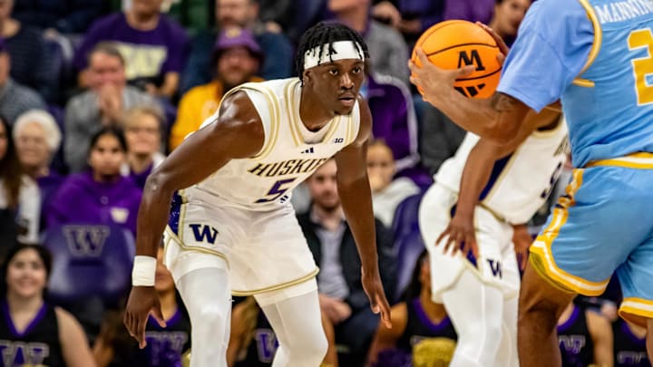 Zoom Diallo is shown on defense for the UW basketball team. 