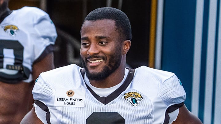 Jacksonville Jaguars cornerback Jourdan Lewis (2) walkout of the tunnel during Helmet Walk before an NFL scrimmage at EverBank Stadium Friday August 1, 2025, in Jacksonville, Fla. [Doug Engle/Florida Times-Union]