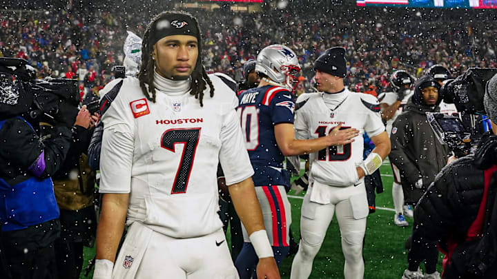 Jan 18, 2026; Foxborough, MA, USA; Houston Texans quarterback C.J. Stroud (7) after the game against the New England Patriots in an AFC Divisional Round game at Gillette Stadium. Mandatory Credit: David Butler II-Imagn Images Jan 18, 2026; Foxborough, MA, USA; Houston Texans quarterback C.J. Stroud (7) after the game against the New England Patriots in an AFC Divisional Round game at Gillette Stadium. Mandatory Credit: David Butler II-Imagn Images