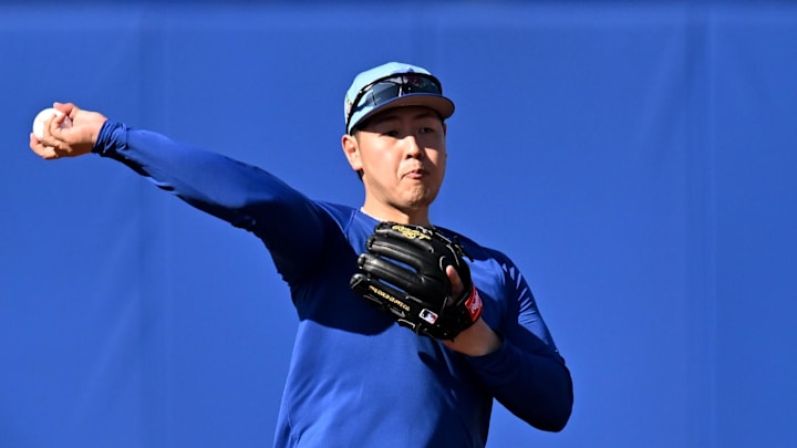 Feb 14, 2026; Dunedin, FL, USA; Toronto Blue Jays infielder Kazuma Okamoto (7) throws to first base during spring training at the Bobby Mattick Training Center at Englebert Complex. Mandatory Credit: Jonathan Dyer-Imagn Images Feb 14, 2026; Dunedin, FL, USA; Toronto Blue Jays infielder Kazuma Okamoto (7) throws to first base during spring training at the Bobby Mattick Training Center at Englebert Complex. Mandatory Credit: Jonathan Dyer-Imagn Images