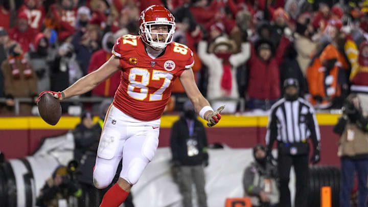 At age 32, Chiefs tight end Travis Kelce posted career highs last season in receptions (110) and At age 32, Chiefs tight end Travis Kelce posted career highs last season in receptions (110) and