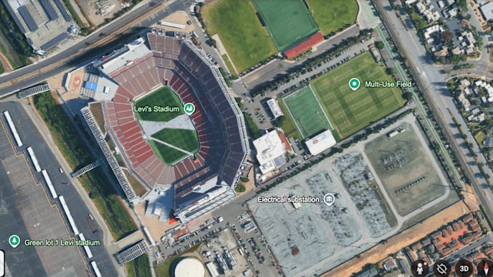 Levi’s Stadium and the electrical substation on Google Earth.
