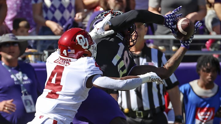 Packers third-round draft pick Savion Williams catches a touchdown pass against Oklahoma while he was with TCU last season.