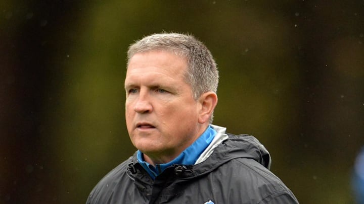 Oct 30, 2015; Chandler's Cross, United Kingdom; Detroit Lions linebackers coach Bill Sheridan during practice at The Grove in preparation of the NFL International Series game against the Kansas City Chiefs. Mandatory Credit: Kirby Lee-Imagn Images
