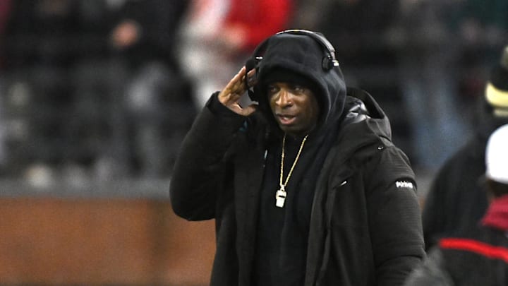 Nov 17, 2023; Pullman, Washington, USA; Colorado Buffaloes head coach Deion Sanders looks on during