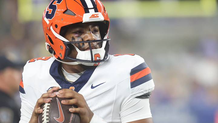 Syracuse Orange quarterback Amari Odom (12) warms up on the sideline. The Syracuse Orange football team travel to Pittsburgh to take on the Panthers at Acrisure Stadium. Sept. 17, 2026. Dennis Nett | dnett@syracuse.comDennis Nett | dnett@syracuse.com Syracuse Orange quarterback Amari Odom (12) warms up on the sideline. The Syracuse Orange football team travel to Pittsburgh to take on the Panthers at Acrisure Stadium. Sept. 17, 2026. Dennis Nett | dnett@syracuse.comDennis Nett | dnett@syracuse.com