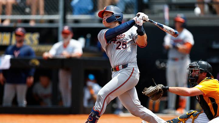 Joe Tiroly swings for the fences against Southern Miss in the NCAA Tournament. Joe Tiroly swings for the fences against Southern Miss in the NCAA Tournament.