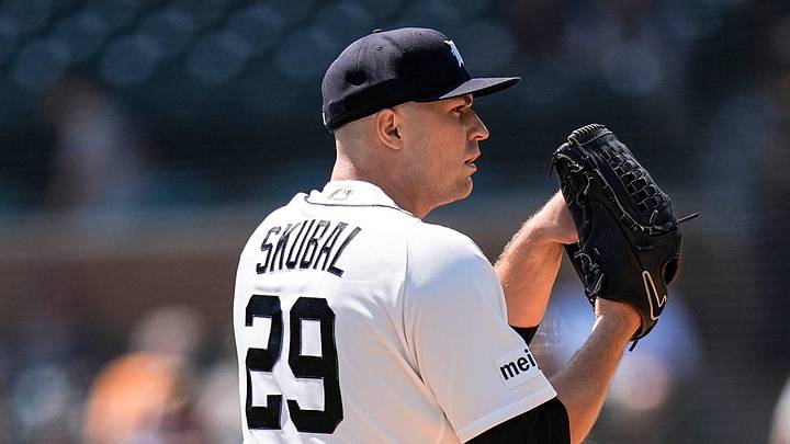 Detroit Tigers pitcher Tarik Skubal (29) throws against Milwaukee Brewers during the first inning at Comerica Park in Detroit on Thursday, April 23, 2026.