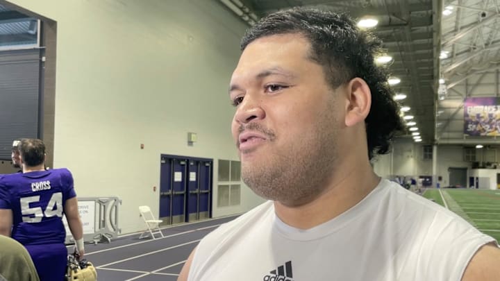 Logan Sagapolu is in his second season with the Huskies. Logan Sagapolu is in his second season with the Huskies.