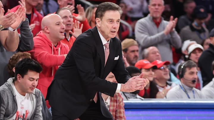 Feb 23, 2025; New York, New York, USA; St. John's Red Storm head coach Rick Pitino in the second half against the Connecticut Huskies at Madison Square Garden. Mandatory Credit: Wendell Cruz-Imagn Images