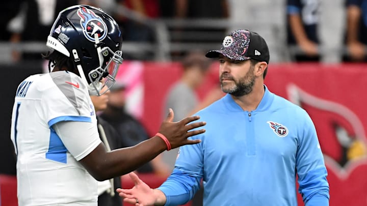 Tennessee Titans quarterback Cam Ward and former head coach Brian Callahan Tennessee Titans quarterback Cam Ward and former head coach Brian Callahan
