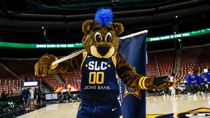 Buster Bear at an SLC Stars game.