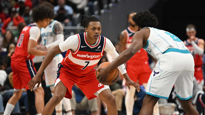 Washington Wizards guard Bub Carrington against the Charlotte Hornets