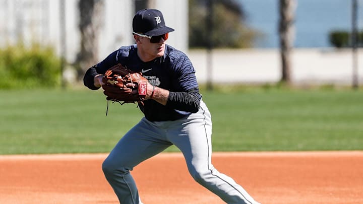 Tigers prospect Kevin McGonigle during spring training at TigerTown in Lakeland, Florida.