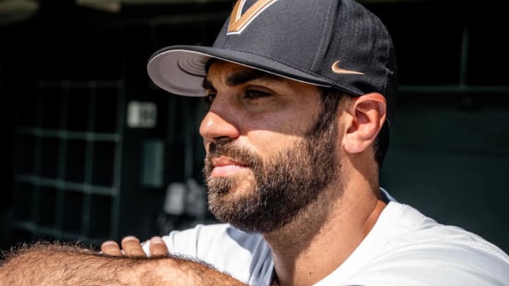Jason Esposito looks on from the dugout | Vanderbilt Athletics