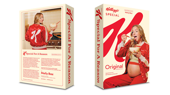 Molly Baz becomes first pregnant woman on a cereal box - credit: Special K