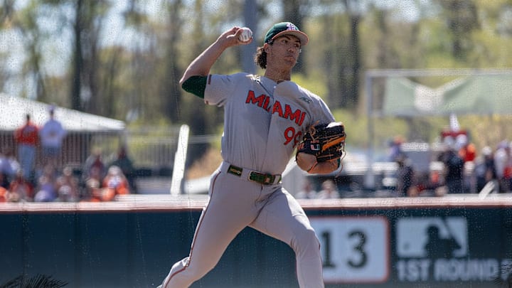 Miami Hurricanes pitcher Lazaro Collera against Clemson