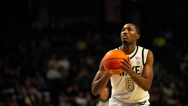 Mekhi Mason at the free-throw line for Wake Forest