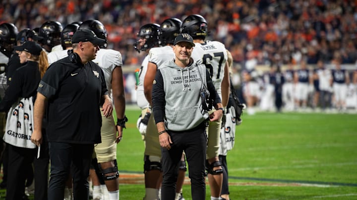 Wake Forest head football coach Jake Dickert