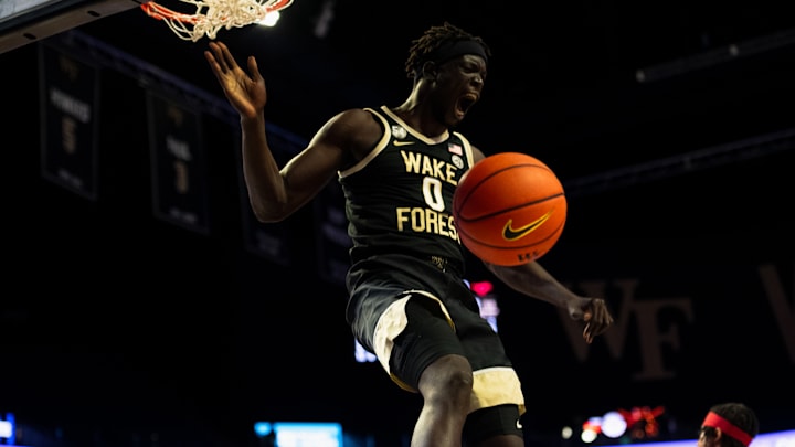 Wake Forest forward Omaha Biliew dunks the ball for the Deacs against SMU