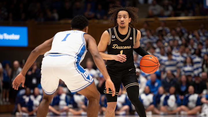 Wake Forest guard Nate Calmese drives for the basket in the game against No. 5 Duke on January 24.