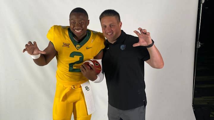 DJ Lagway on his Baylor official visit with former Quarterbacks coach Shawn Bell | via X DJ Lagway on his Baylor official visit with former Quarterbacks coach Shawn Bell | via X