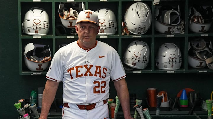 Texas Longhorns head coach Jim Schlossnagle stands in the dugout ahead of the Lone Star Showdown. Texas Longhorns head coach Jim Schlossnagle stands in the dugout ahead of the Lone Star Showdown.