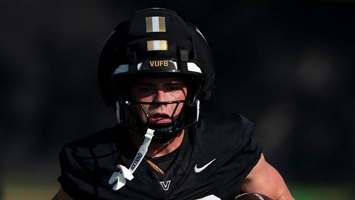 Vanderbilt running back Evan Hampton (23) run the ball during practice at Vanderbilt University Wednesday, Aug. 5, 2026. Vanderbilt running back Evan Hampton (23) run the ball during practice at Vanderbilt University Wednesday, Aug. 5, 2026.