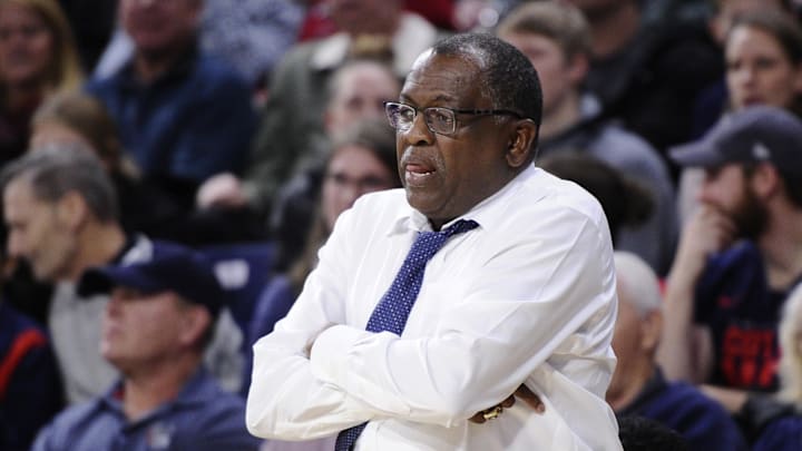 Dec 31, 2018; Spokane, WA, USA; Cal State Bakersfield Roadrunners head coach Rod Barnes looks on during the first half against the Gonzaga Bulldogs at McCarthey Athletic Center. Mandatory Credit: James Snook-Imagn Images