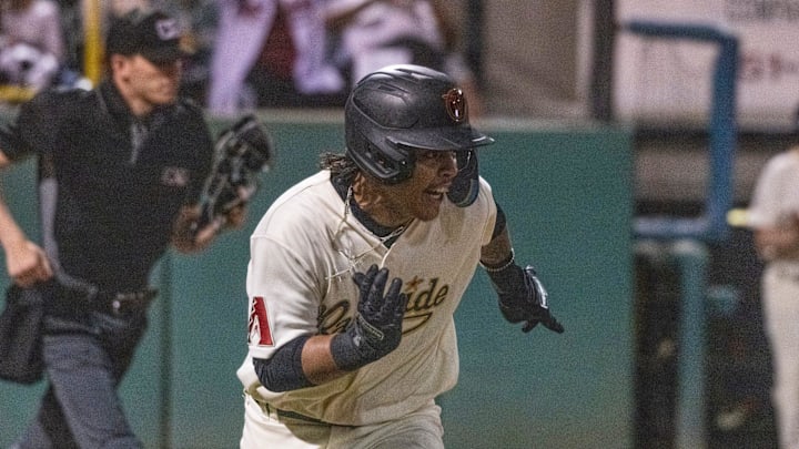 Visalia Rawhide's Christian Cerda runs to first Tuesday, April 11, 2023 during their home opener against the Rancho Cucamonga Quakes.
0411 Bb Rc Rawhide 8375t Visalia Rawhide's Christian Cerda runs to first Tuesday, April 11, 2023 during their home opener against the Rancho Cucamonga Quakes.
0411 Bb Rc Rawhide 8375t