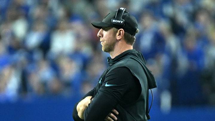 Dec 28, 2025; Indianapolis, Indiana, USA; Jacksonville Jaguars head coach Liam Coen during the second half against the Indianapolis Colts at Lucas Oil Stadium. Mandatory Credit: Robert Goddin-Imagn Images Dec 28, 2025; Indianapolis, Indiana, USA; Jacksonville Jaguars head coach Liam Coen during the second half against the Indianapolis Colts at Lucas Oil Stadium. Mandatory Credit: Robert Goddin-Imagn Images