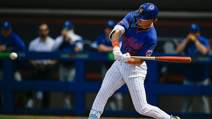 The New York Mets' Carson Benge hits a home run against Israel in a spring training game, March 4, 2026, at Clover Park in Port St. Lucie. Mets won 5-2. The New York Mets' Carson Benge hits a home run against Israel in a spring training game, March 4, 2026, at Clover Park in Port St. Lucie. Mets won 5-2.