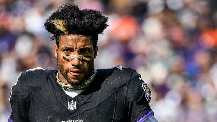 Oct 26, 2025; Baltimore, Maryland, USA;  Baltimore Ravens cornerback Marlon Humphrey (44) on the field during the game against the Chicago Bears at M&T Bank Stadium. Mandatory Credit: Tommy Gilligan-Imagn Images