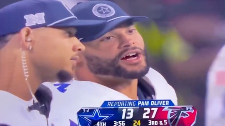 Dak Prescott talking to a teammate on the sideline during the Cowboys’ latest loss. 