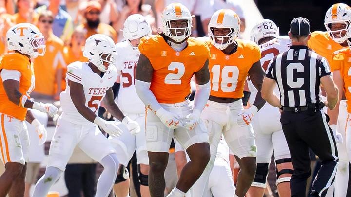 Tennessee defensive lineman Xavier Gilliam (2) celebrates after a play during a college football game between Tennessee and Texas at Neyland Stadium in Knoxville, Tenn. on Sept. 26, 2026. Tennessee defensive lineman Xavier Gilliam (2) celebrates after a play during a college football game between Tennessee and Texas at Neyland Stadium in Knoxville, Tenn. on Sept. 26, 2026.