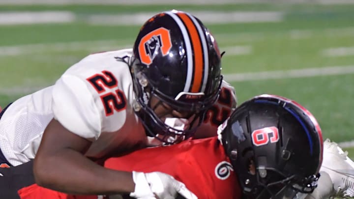 Boiling Springs played Chapman at Boiling Springs High School on Sept. 1, 2023. Boiling Springs' Ryshaun Morgan (6) with the ball as Chapman's Chanson Mickles (22) tries to take him down.