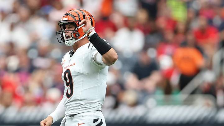 Sep 20, 2026; Houston, Texas, USA; Cincinnati Bengals quarterback Joe Burrow (9) reacts during the game against the Houston Texans at Reliant Stadium. Mandatory Credit: Troy Taormina-Imagn Images Sep 20, 2026; Houston, Texas, USA; Cincinnati Bengals quarterback Joe Burrow (9) reacts during the game against the Houston Texans at Reliant Stadium. Mandatory Credit: Troy Taormina-Imagn Images