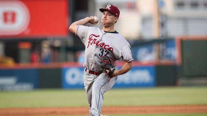 Frisco RoughRiders pitcher Ryan Garcia throws a pitch at Whataburger Field on Tuesday, April 30, 2024, in Corpus Christi, Texas.