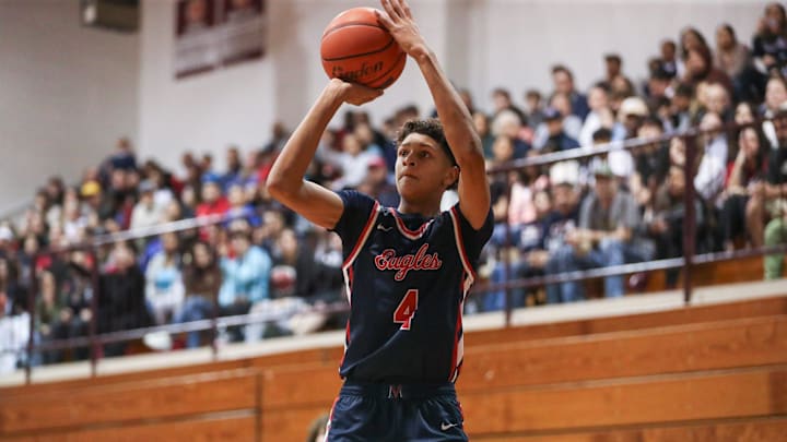 Veterans Memorial's Billy White III attempts a basket during the game at Flour Bluff High School, Friday, Jan. 12, 2024, in Corpus Christi, Texas. Veterans Memorial's Billy White III attempts a basket during the game at Flour Bluff High School, Friday, Jan. 12, 2024, in Corpus Christi, Texas.