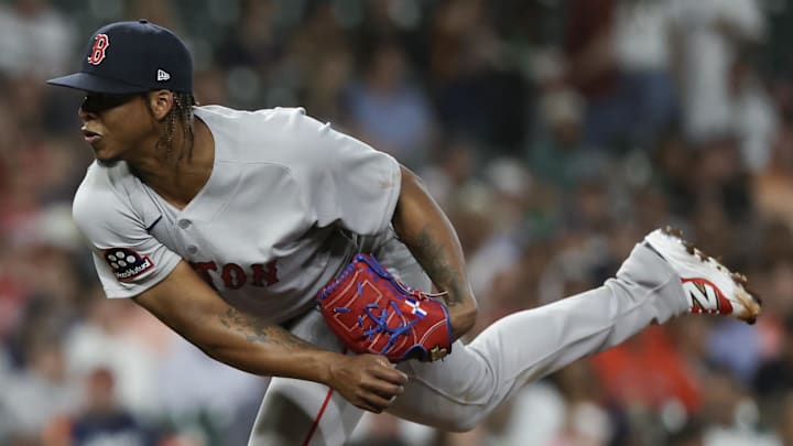 Mar 31, 2026; Houston, Texas, USA; Boston Red Sox starting pitcher Brayan Bello (66) pitches against the Houston Astros in the first inning at Daikin Park. Mandatory Credit: Thomas Shea-Imagn Images Mar 31, 2026; Houston, Texas, USA; Boston Red Sox starting pitcher Brayan Bello (66) pitches against the Houston Astros in the first inning at Daikin Park. Mandatory Credit: Thomas Shea-Imagn Images