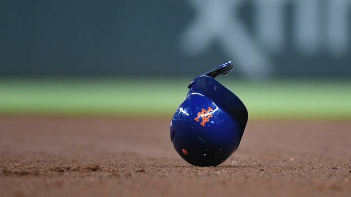 Aug 14, 2019; Cumberland, GA, USA; New York Mets first baseman Pete Alonso (not shown) throws his helmet after getting out against the Atlanta Braves during the seventh inning at SunTrust Park. Mandatory Credit: Adam C. Hagy-USA TODAY Sports Aug 14, 2019; Cumberland, GA, USA; New York Mets first baseman Pete Alonso (not shown) throws his helmet after getting out against the Atlanta Braves during the seventh inning at SunTrust Park. Mandatory Credit: Adam C. Hagy-USA TODAY Sports
